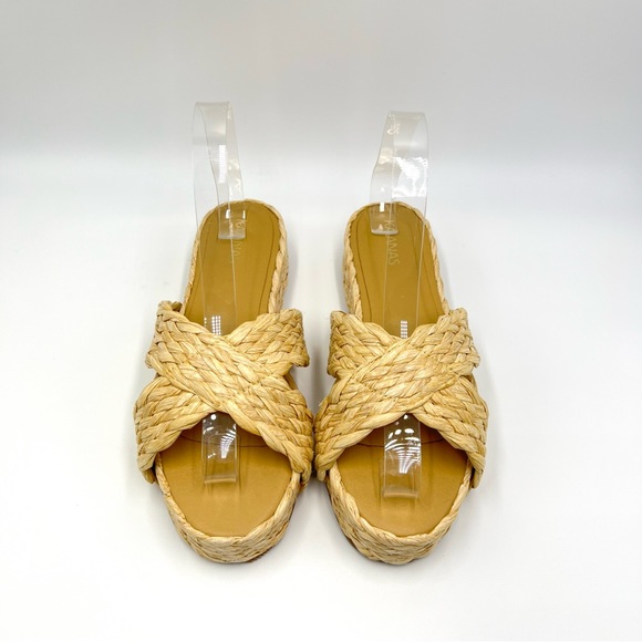 Kaanas Womens Inagua Natural Woven Raffia Slip On Platform Flat Sandals Shoes 7 - Picture 3 of 11